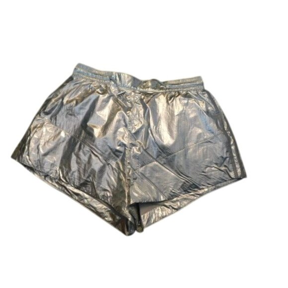 Adidas Size M Medium Ivy Park Silver Metallic Sincher Activewear Shorts - Picture 1 of 2
